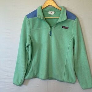 Vineyard Vines Green and Blue 3/4 Zip Up Sweater XL